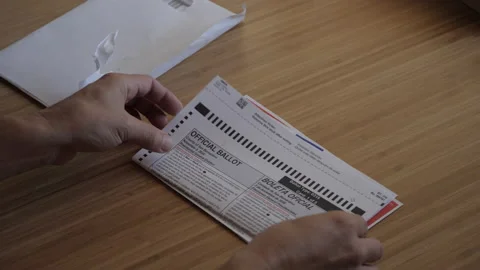 Man Opens Mail In Ballot - Vote In 2020 Election Stock Footage 140757670