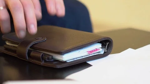 The man opens Notepad Video stock 82812504