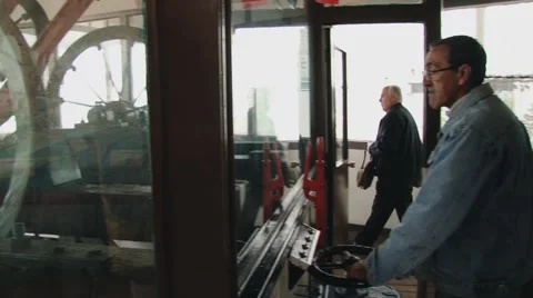 Man operates El Peral funicular in Valparaiso, Chile. Stock Footage 48864639