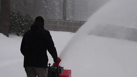 Man Operates Snowblower Stock Footage 147635258
