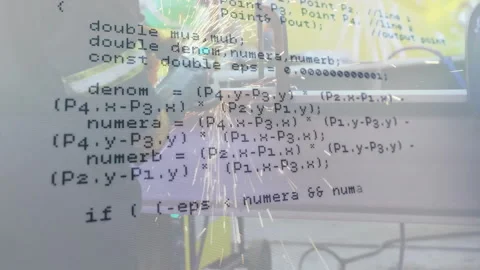 Man operating angle grinder inside metal workshop, showing transparent code 스톡 동영상 308100305