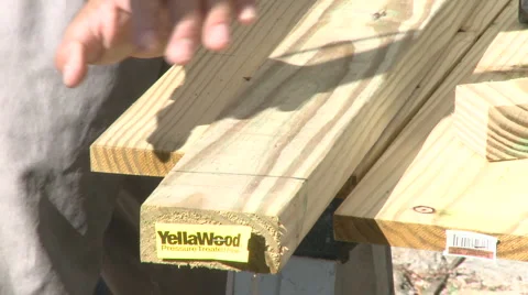 Man operating a Circular saw Stock Footage 1073493