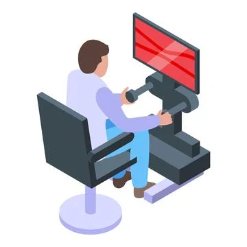 Man operating a flight simulator setup Stockillustratie