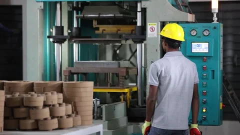 Man operating sand mold process in casting foundry. Stock Footage 322195750