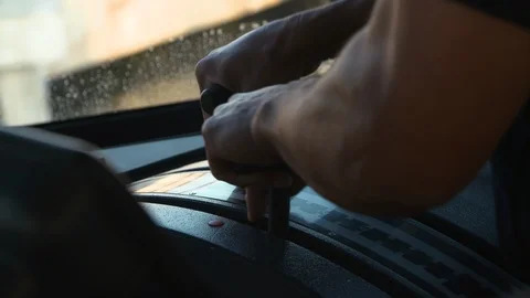 Man operating throttle lever of fireboat Stock-Footage 116471246