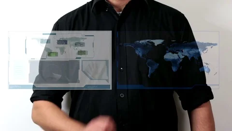 Man operating a touch screen Stock Footage