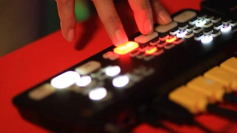 Man operating a video mixer Stock Footage 233656209