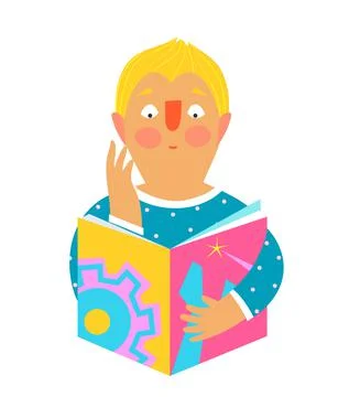 Man or Boy Reading Studying Tech Book Icon Design Stock Illustration