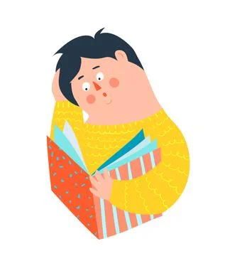 Man or Boy Student Reading Book Icon Design Stock Illustration
