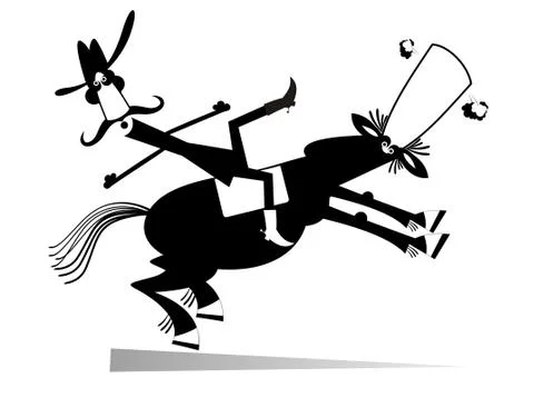 Man or cowboy falls down from the horse illustration isolated Stock Illustration