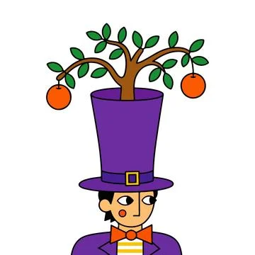 Man with Orange Tree Hat Stock Illustration