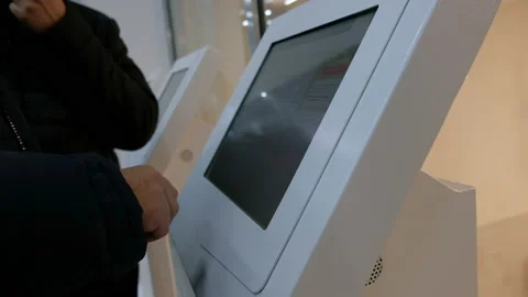 Man order gadgets from digital menu. People choose goods in the store. 스톡 동영상 99247892