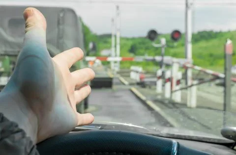 Man outraged by the situation that did not have time to ride the move Stock Photos
