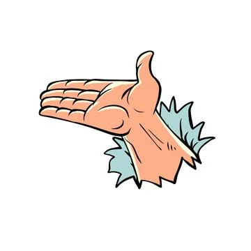 A man outstretched palm. asking for help, poverty and charity. Empty hand Illustrazione stock