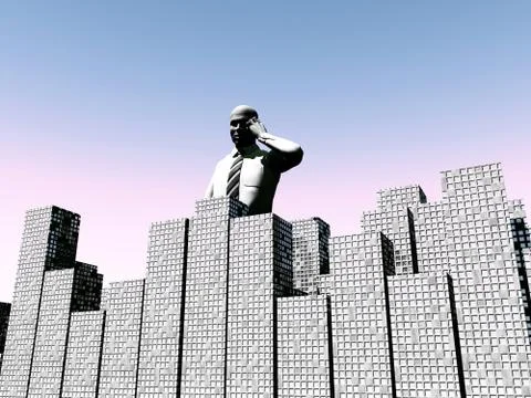 Man Over City Stock Illustration