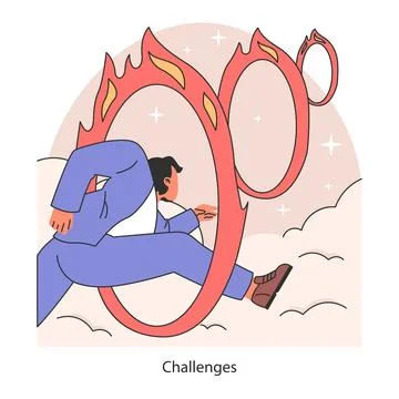 Man overcoming obstacles. Navigating through life's challenges with agility Stock Illustration