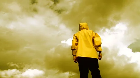 Man Overlooking Apocalyptic Sky Video stock 43064829