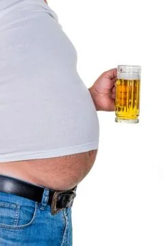 Man with overweight Stockfoto's