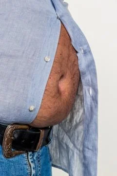 Man with overweight Stockfoto's
