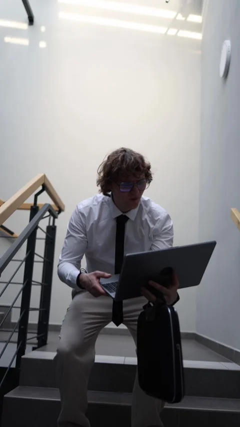 Man overwhelmed by digital workload Stock Footage 333511672