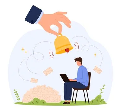 Man Overwhelmed by Email Notifications Concept Stock Illustration