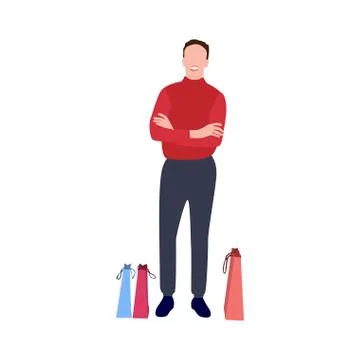 Man with packets after shopping Stock Illustration