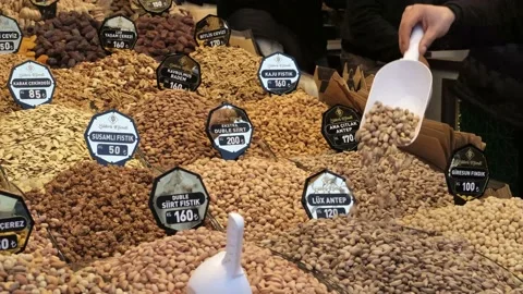 Man packing nuts Stock Footage 170659844