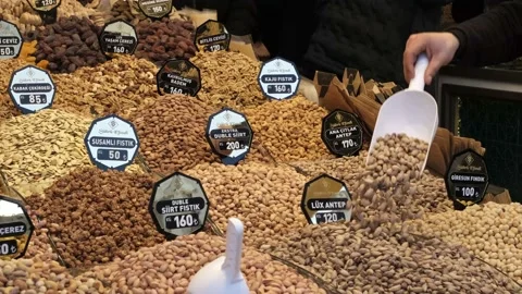 Man packing nuts Stock Footage 170659896