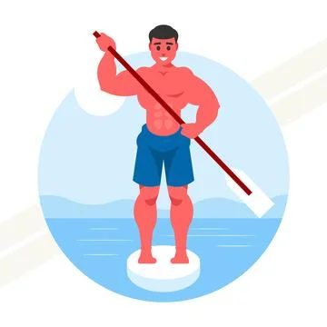Man-paddleboarding Stock Illustration