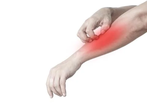Man with pain in the hand Stock Photos