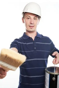 Man with paint brush Stock Photos