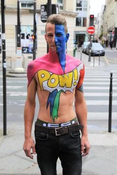 Man in paint 스톡 사진