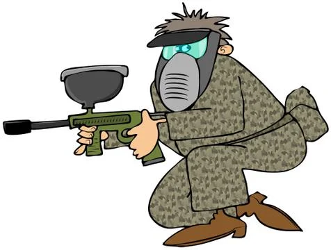 Man with a paintball gun Stock Illustration
