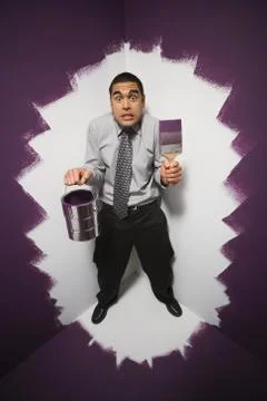 Man painted into a corner Foto stock