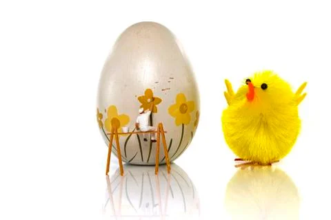 Man painting easter eggs Stock Photos