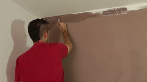 Man painting wall 库存影片 45159657