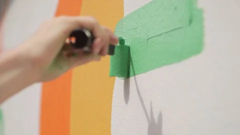 Man painting Wall Stock Footage 81956990