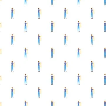 Man painting a wall pattern in a seamless repeating background 스톡 일러스트