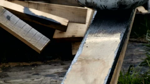 The man paints a board Stock Footage 63170682