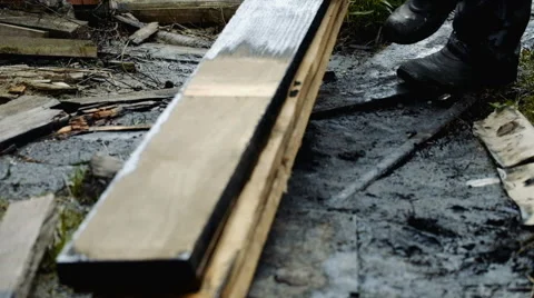 The man paints a board Stock Footage 63170871