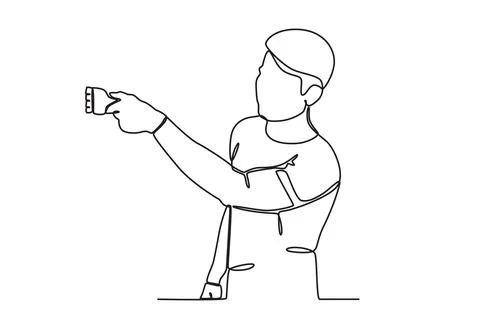 A man paints with a brush Stock Illustration