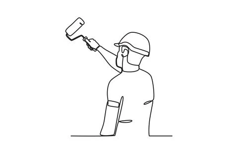 A man paints with a paint roller Illustrazione stock