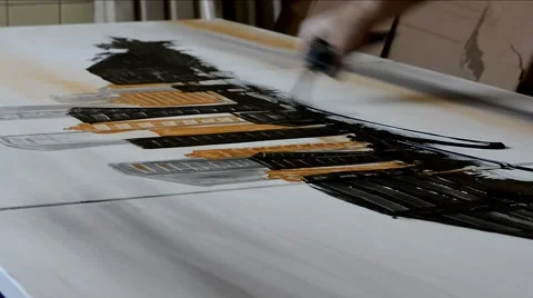 Man paints a picture Stock Footage 41750463