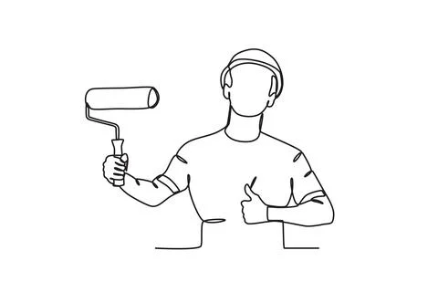 A man paints with a thumbs-up Ilustración de archivo