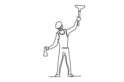 A man paints the upper wall Illustrazione stock