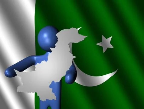 Man with pakistan map on flag Stock Illustration