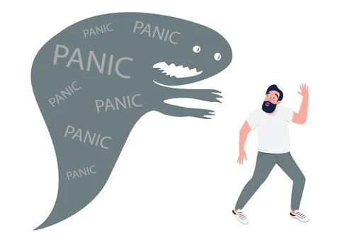 Man with panic attack flat concept vector illustration Illustrazione stock