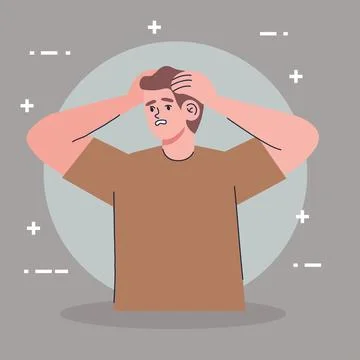 Man with panic Stock Illustration