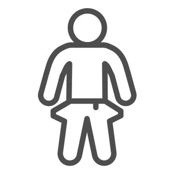 Man in pants with empty pockets line icon, bankruptcy concept, Businessman has Stock Illustration