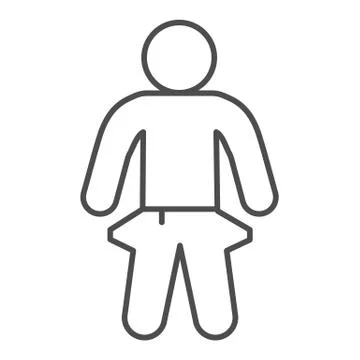 Man in pants with empty pockets thin line icon, bankruptcy concept, Businessman Stock Illustration